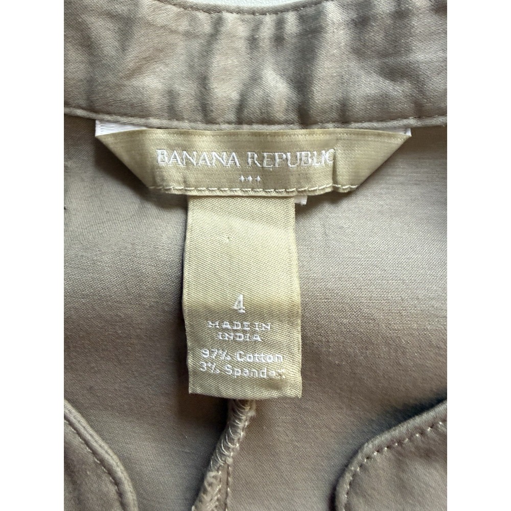 Banana Republic Khaki Dress Button Up, Belted, Sleeveless size 4 - Picture 3 of 4